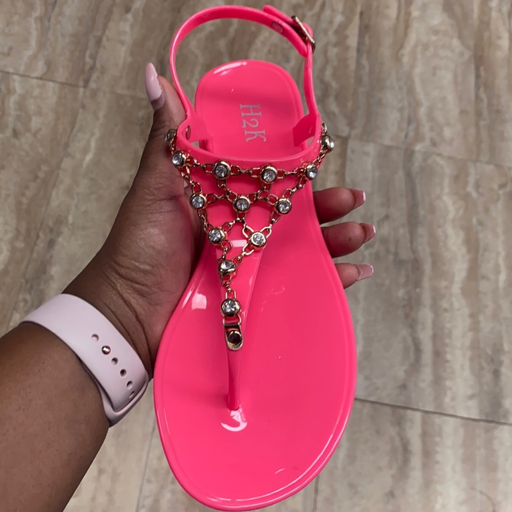Pink embellished sandals